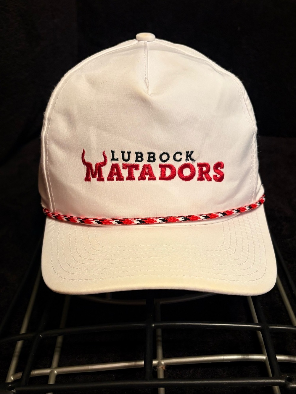 Lubbock Matadors x Imperial spell out white rope SnapBack hat EUC